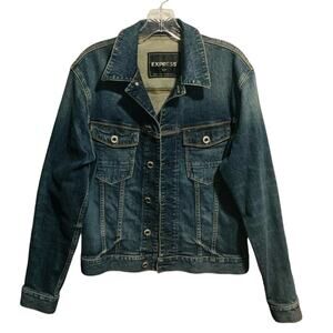 EXPRESS Jean Jacket Size S Blue Boho CottageCore Classic Casual Western